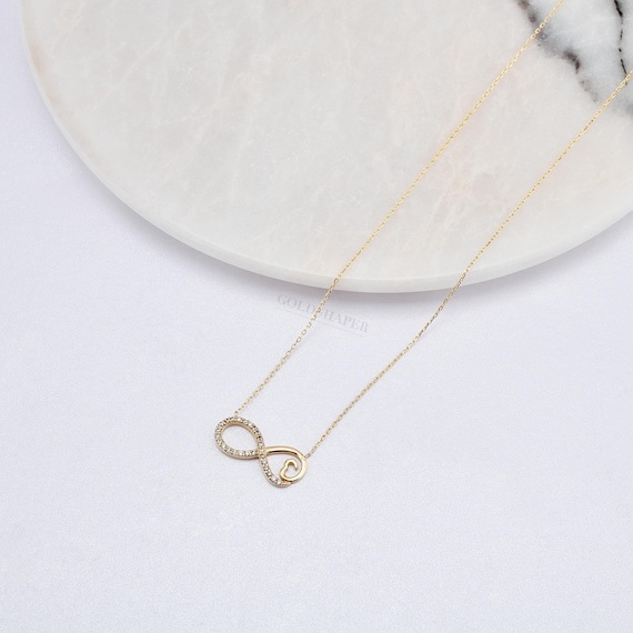 14K Gold Tiny Infinity Necklace, Gold Infinity Necklace, Infinity Necklace, Lover Gift, 14K Neckace, Infinity Charm Necklace, Gold Necklace.