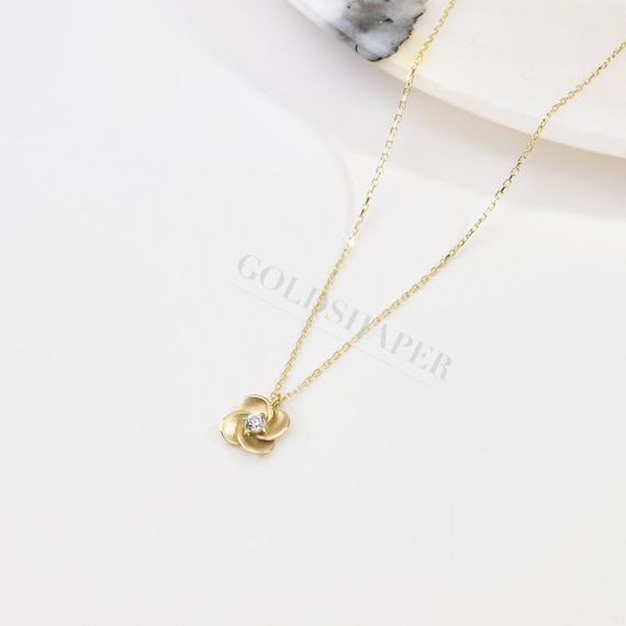 14K Gold Tiny Rose Necklace, Gold Rose Necklace, Flower Necklace, Floral Necklace, Lucky Rose Necklace, Love Necklace, 14K Gold Necklace.