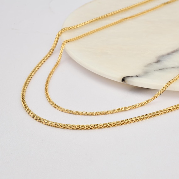 14K Gold Foxtail-Wheat Chain Necklace, 2MM - 2.5 MM, Foxtail Palm Necklace, Wheat Chain, Foxtail Chain, Wheat Chain Necklace, Wheat Necklace