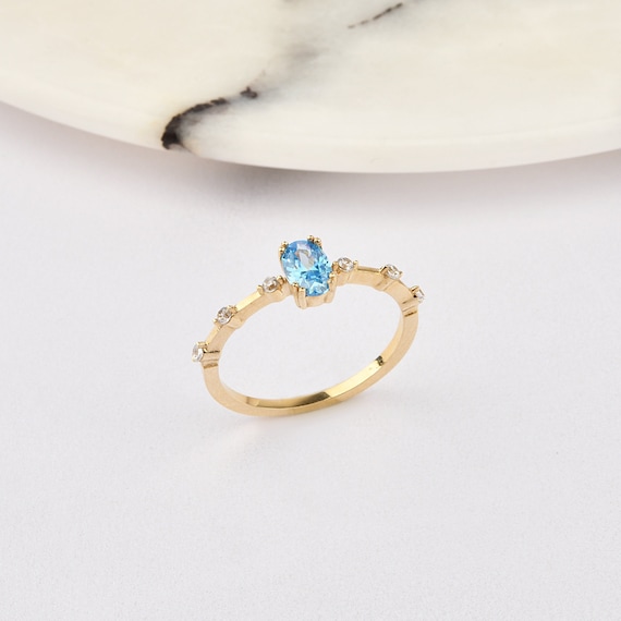 14K Gold Aquamarine Ring, Gold Aquamarine Ring, Aquamarine Ring, Gold Ring, March Birthstone Ring, Aquamarine Gemstone Ring, 14K Gold Ring.