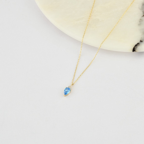 14K Gold Aquamarine Necklace, Gold Aquamarine Necklace, Aquamarine Necklace, Aquamarine Gold Pendant, Gemstone Necklace, Aquamarine Stone.