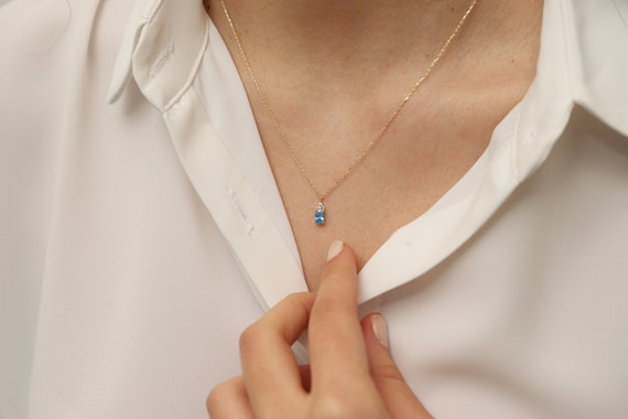 14K Gold Aquamarine Necklace, Gold Aquamarine Necklace, Aquamarine Necklace, Aquamarine Gold Pendant, Gemstone Necklace, Aquamarine Stone.