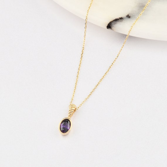14K Gold Amethyst Necklace, 14K Gold Necklace, February Birthstone, Gold Amethyst Neckace, Amethyst Necklace, Amethyst Gemstone Necklace.
