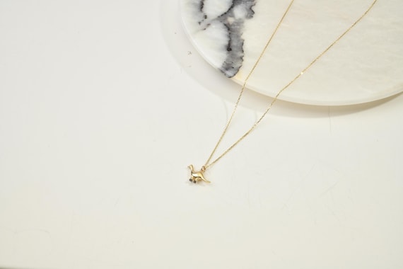 14K Gold Dinosaur Necklace, Gold Dinosaur Necklace, Dinosaur Charm Necklace, Dinosaur Gold Pendant, 14K Gold Necklace, Animal Gold Necklace.
