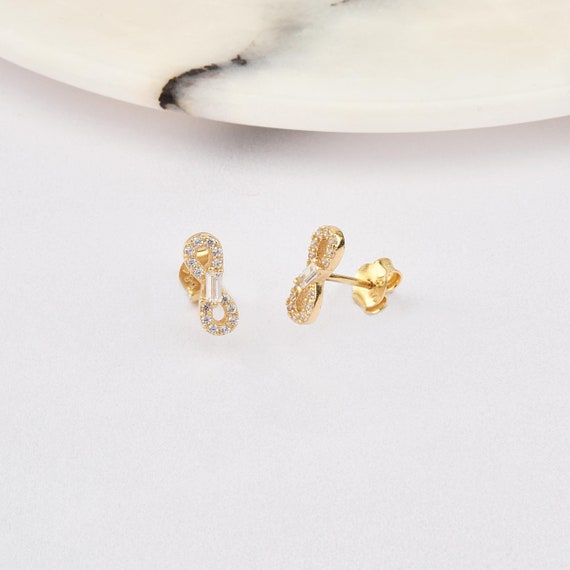 14K Gold Infinity Earrings, Infinity Gold Earrings, Infinity Charm Earring, Lucky Infinity Earrings, 14K Gold Earrings, 14K Earrings.