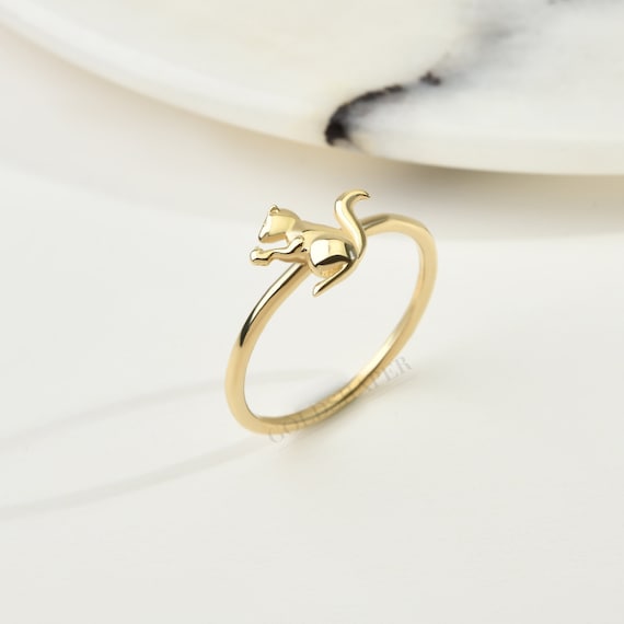 14K Gold Squirrel Ring, Gold Squirrel Ring, Squirrel Ring, Squirrel Shape Ring, Squirrel Charm Ring, 14K Gold Ring, 14K Gold Squirrel.
