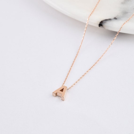14K Gold Letter Necklace, Gold Initial Necklace, Handmade Letter Necklace, Letter Pendant , Gold Letter Necklace, Initial Necklace, 14K Gold