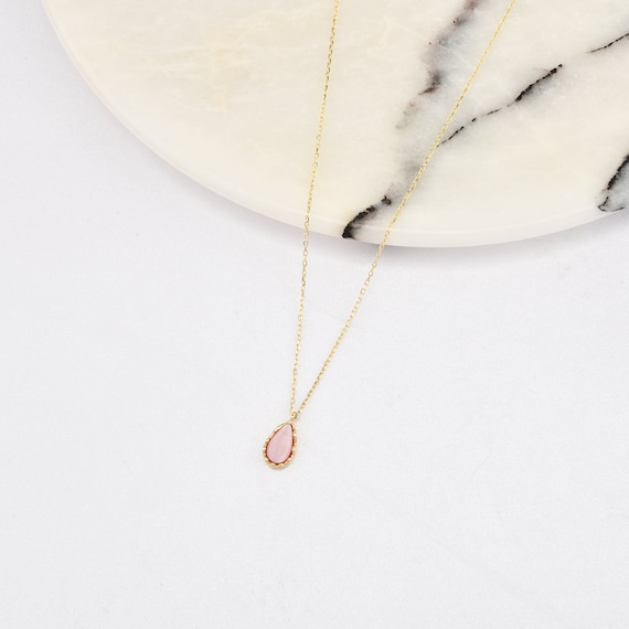 14K Gold Morganite Necklace, 14K Gold Necklace, November Birthstone, Gold Morganite Neckace, Morganite Necklace, Morganite Gemstone Necklace