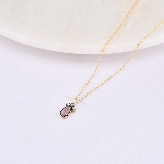 14K Gold Morganite Necklace, 14K Gold Necklace, November Birthstone, Gold Morganite Neckace, Morganite Necklace, Morganite Gemstone Necklace
