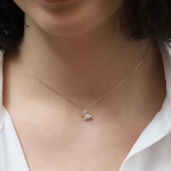 14K Gold Butterfly Necklace, Gold Butterfly Necklace, Butterfly Charm Necklace, Butterfly Gold Pendant, 14K Gold Necklace, Animal Necklace.