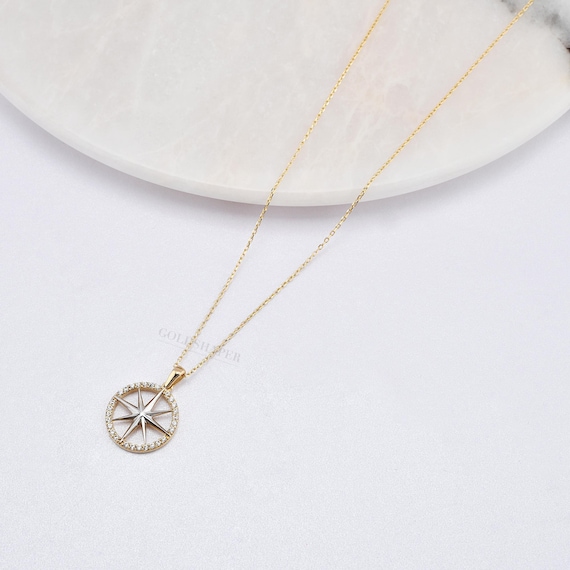 14K Gold North Star Necklace, Gold North Star Necklace, North Star Charm Necklace, Star Necklace, Calestial Necklace, 14K Gold Necklace.