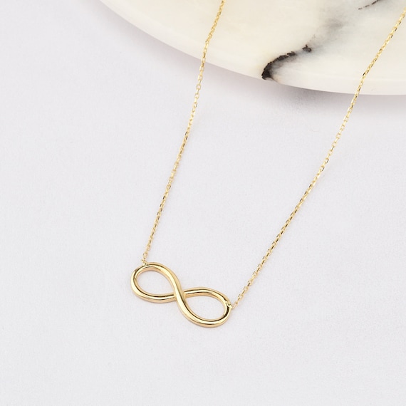 14K Gold Infinity Necklace, Gold Infinity Necklace, Infinity Necklace, Lover Gift, 14K Gold Neckace, Infinity Charm Necklace, Gold Necklace.