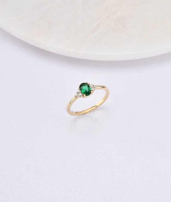 14K Gold Emerald Ring, Gold Emerald Ring, Emerald Ring, Gemstone Gold Ring, May Birthstone Ring, Emerald Gemstone Ring, 14K Gold Ring.