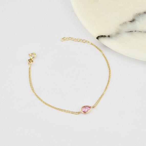 14K Gold Morganite Bracelet, Morganite Stone Bracelet, Morganite Gold Bracelet, November Birthstone Bracelet, Morganite Gemstone Bracelet.