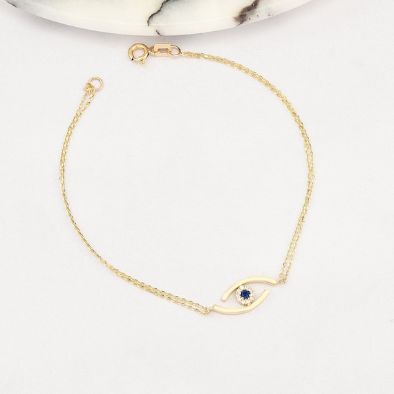 Evil Eye Bracelet, 14K Gold Evil Eye Bracelet, Eye Gold Bracelet, Gold Evil Eye Bracelet, Nazr Bracelet, Evil Eye Symbol, 14K Gold Bracelet,