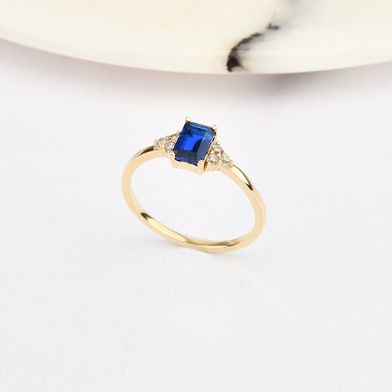 14K Gold Dark Sapphire Ring, Gold Sapphire Ring, Sapphire Ring, Gemstone Ring, September Birthstone Ring, Sapphire Gemstone Ring, 14K Ring.