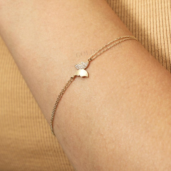 14K Gold Butterfly Bracelet, Butterfly Gold Bracelet, Lucky Butterfly Bracelet. Animal Bracelet, Butterfly Bracelet, 14K Gold Bracelet.
