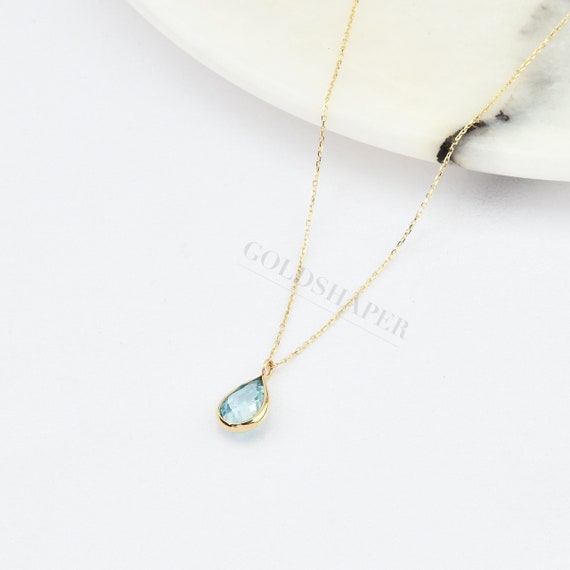 14K Gold Aquamarine Necklace, Gold Aquamarine Necklace, Aquamarine Necklace, Aquamarine Gold Pendant, Gemstone Necklace, Aquamarine Stone.