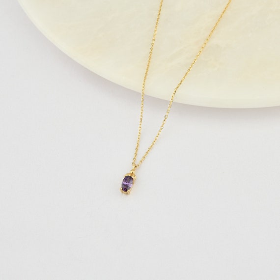 14K Gold Amethyst Necklace, 14K Gold Necklace, February Birthstone, Gold Amethyst Neckace, Amethyst Necklace, Amethyst Gemstone Necklace.