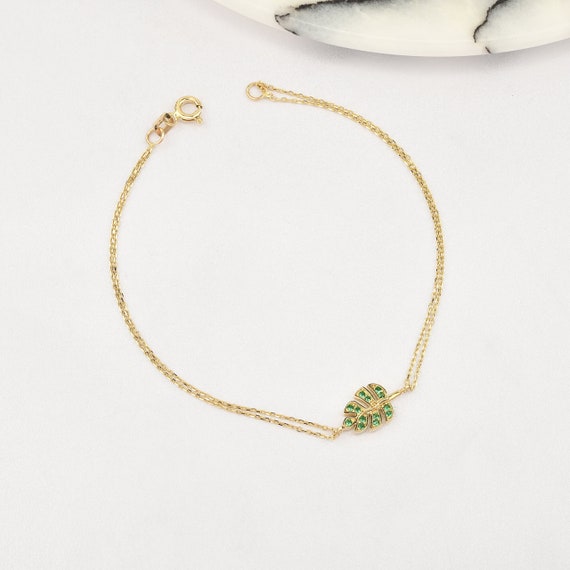 14K Gold Olive Leaf Bracelet, Gold Olive Branch Bracelet, Gold Olive Leaf Bracelet, Olive Branch Bracelet, Peace Bracelet, 14K Gold Bracelet