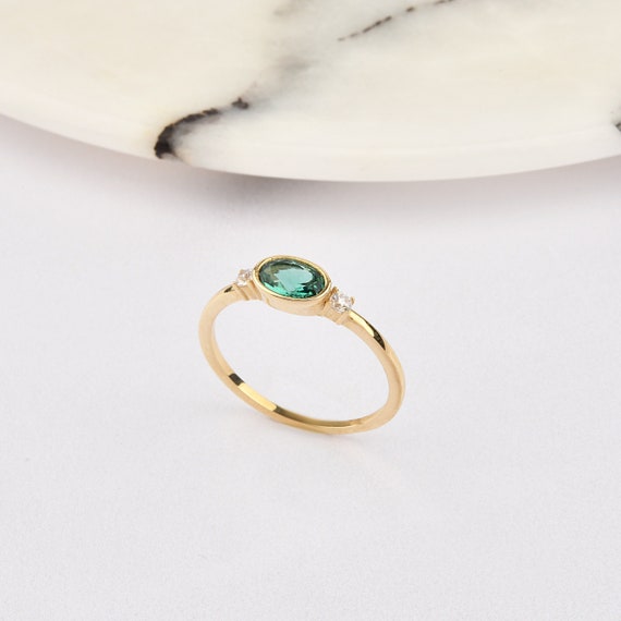 Emerald Gold Ring, 14K Gold Emerald Ring, Emerald Ring, Gemstone Gold Ring, May Birthstone Ring, Emerald Gemstone Ring, 14K Gold Ring.