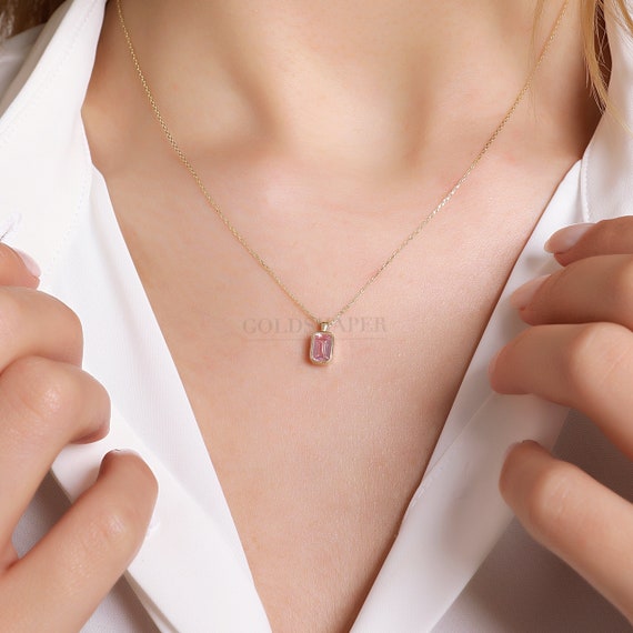 14K Gold Morganite Necklace, 14K Gold Necklace, November Birthstone, Gold Morganite Neckace, Morganite Necklace, Morganite Gemstone Necklace