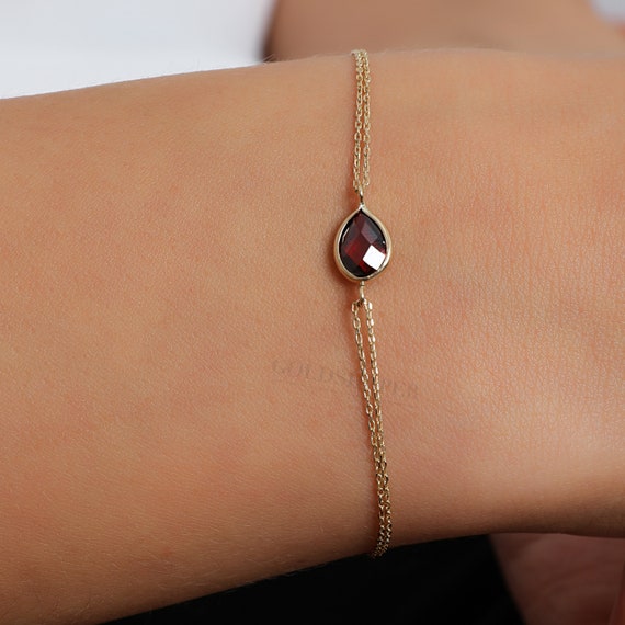 14K Gold Ruby Bracelet, Ruby Stone Bracelet, Ruby Gold Bracelet, July Birthstone Bracelet, Ruby Gemstone Bracelet, 14K Gold Bracelet.