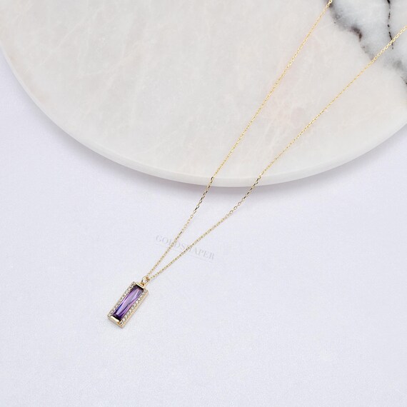 14K Gold Amethyst Necklace, 14K Gold Necklace, February Birthstone, Gold Amethyst Neckace, Amethyst Necklace, Amethyst Gemstone Necklace.