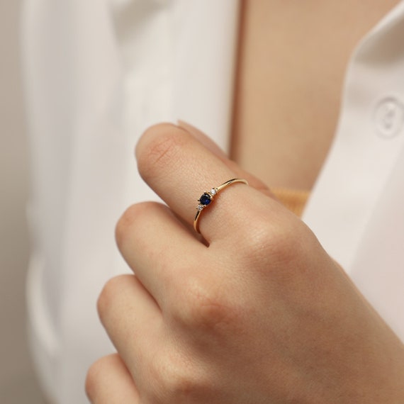 14K Gold Sapphire Ring, Gold Sapphire Ring, Sapphire Ring, Gemstone Ring, September Birthstone Ring, Sapphire Gemstone Ring, 14K Gold Ring.
