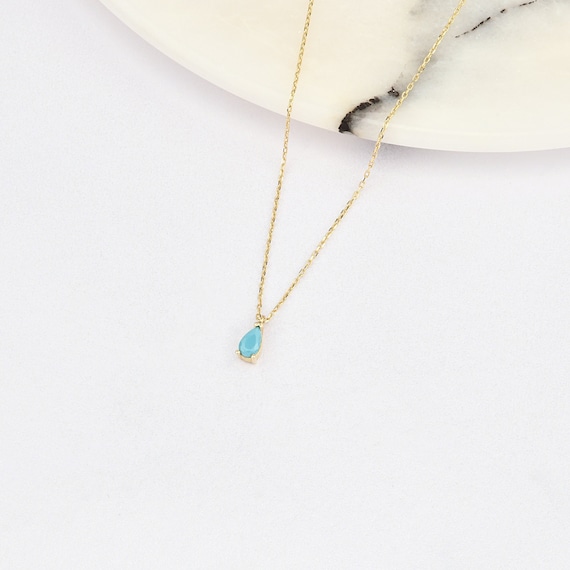 14K Gold Turquoise Necklace, 14K Gold Necklace, December Birthstone, Gold Turquoise Neckace, Turquoise Necklace, Turquoise Gemstone Necklace
