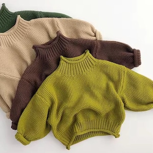 Överdimensionerad stickad tröja för baby och småbarn | Handstickad pullover