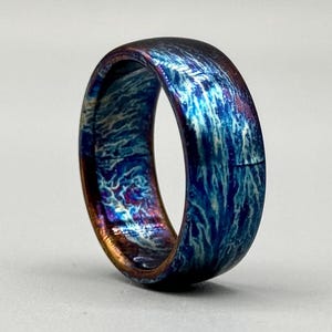 Sparkling Titanium Heat-Anodized Customized Wedding Band 8mm Personalized Titanium Anniversary Ring Unique Random Pattern Ring Gift for Him