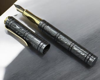 Handgeschmiedeter Damaststahl Füllfederhalter: Personalisierter Kupfer Pocket Clipper