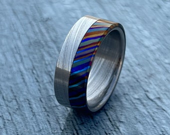 Edición limitada Circonio Timascus y Damasteel Mix anillo unisex duradero anillo cómodo Anillo de compromiso de lujo Alianza de boda hecha a mano