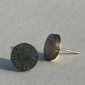 Stainless Damascus Earstuds Personalized gifts Damasteel Raindrop patterned handmade unique Earrings, UniSex Earstuds gift for everyone, USA