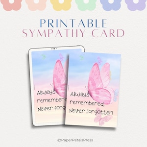 Always Remembered, Never Forgotten Sympathy Card – Pastel Memorial Card for Loss, Grief, or Remembrance