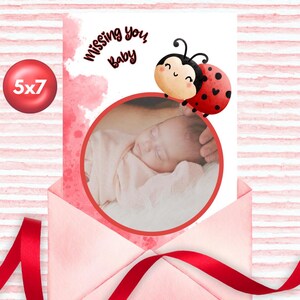 Ladybug Baby Memorial Photo Frame, Miscarriage Keepsake, Grief Photo Template (Digital Download)
