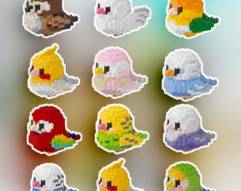 Cute Birds Picky Pads Fidget Toy, DIY Micro Building Blocks Kit - Reusable/Remeltable Option - Pull, Dig, Pop, and Peel ADHD OCD