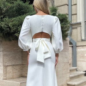 White midi openback dress