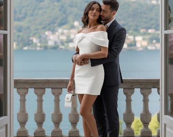 White Mini Wedding Dress: Short Party Dress