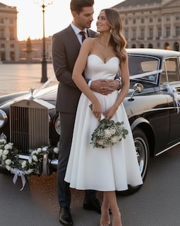 midi corset dress white Satin Dress: Elegant Bridal Midi Size:us 16w gpc:Dresses Navy Blue Satin Bridesmaid Lace dress meet the Marguerite midaxi