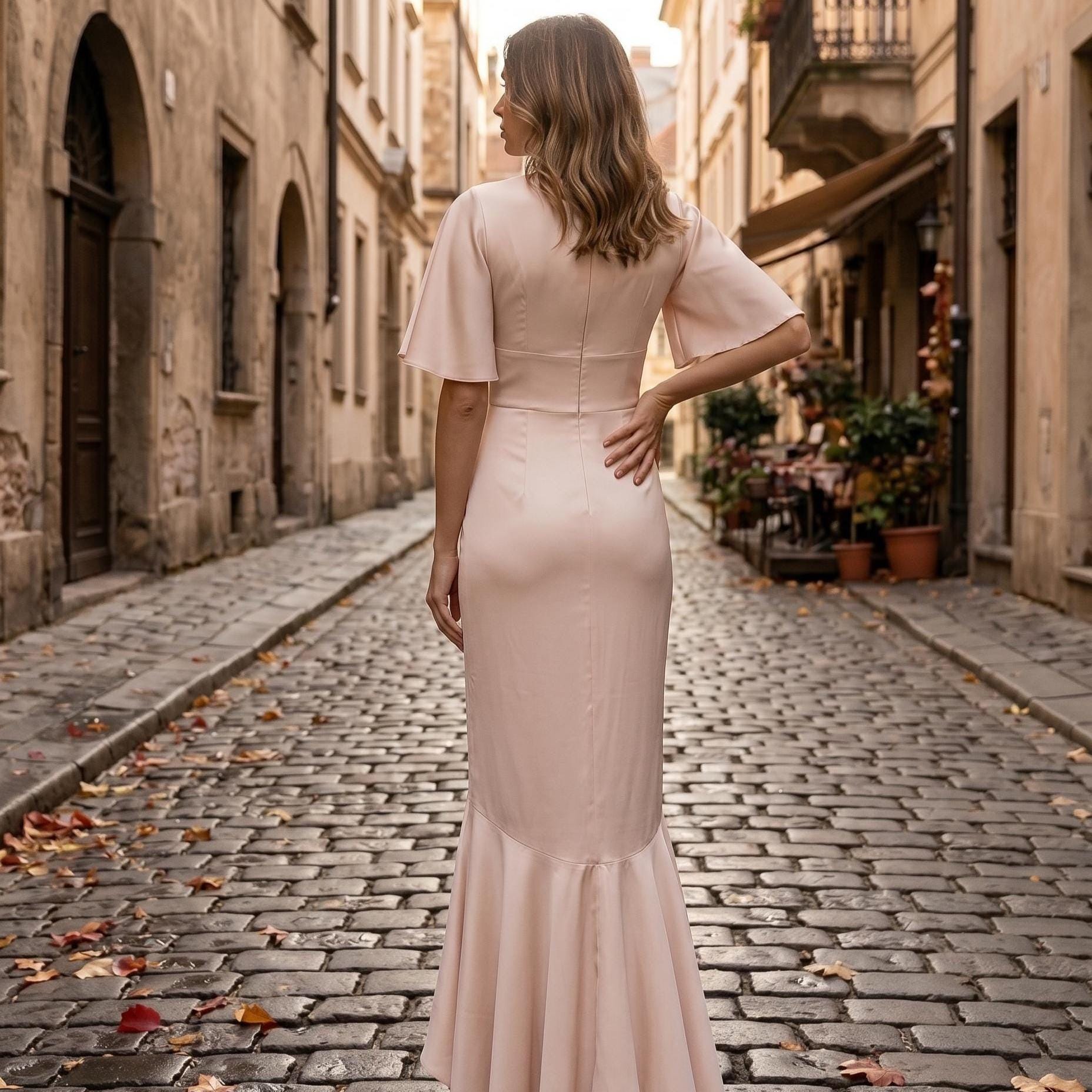 peach wedding guest dress Off The Shoulder Tulle Dress, Peach / M Ideal for wedding guests Peach Satin Wedding Guest Dress,
