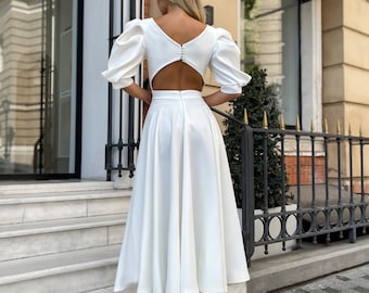 white organza midi dress The Scarlett Midi Nap Dress | White Patchwork Organza / XXXXL