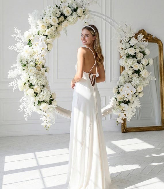 slip dress wedding gowns Oceania rich silk crepe fabric 26 Best Slip Wedding Dresses