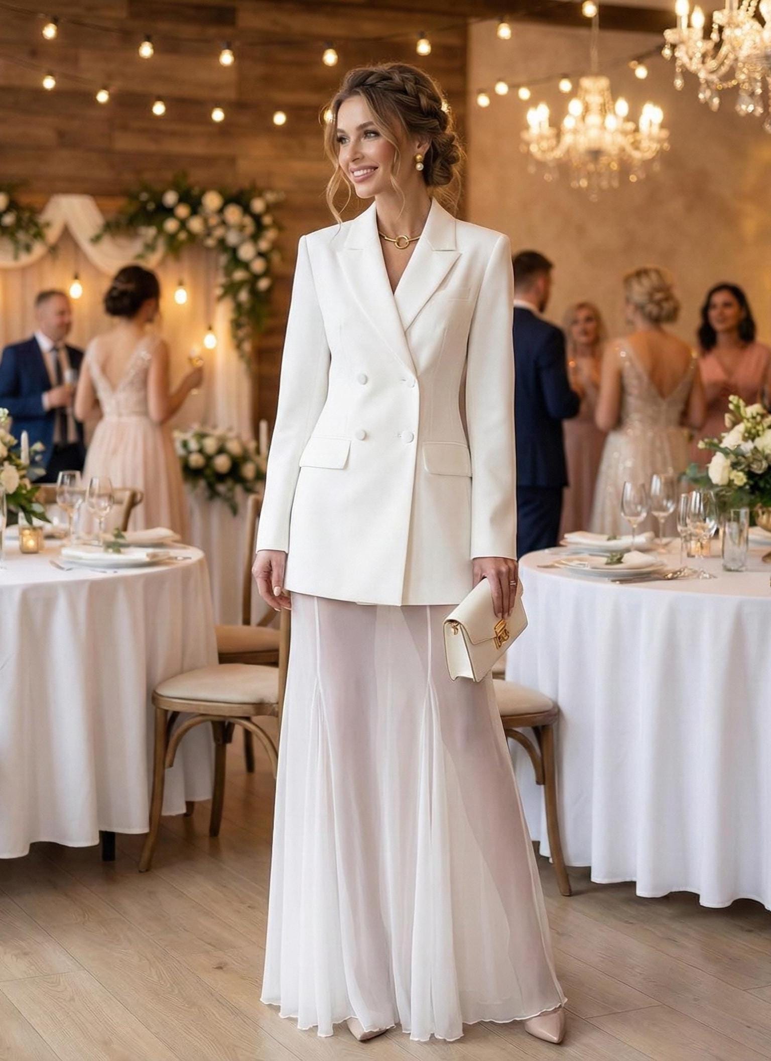 off the shoulder white blazer dress