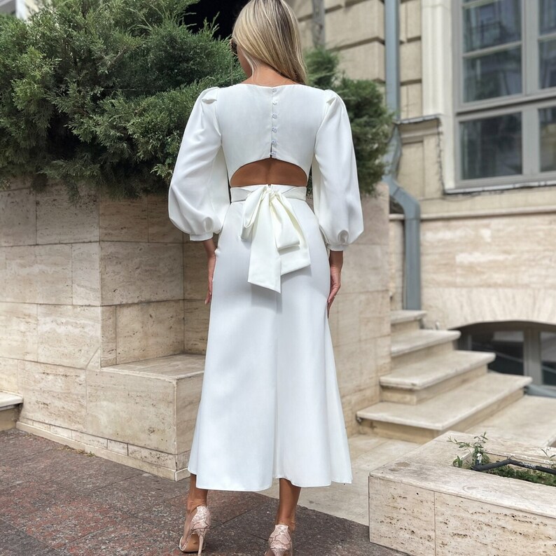 White midi openback dress