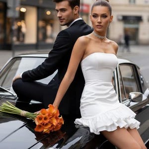 black and white tube dress Annie Black and White Contrast Strapless Mini Dress - US 6 main image 1