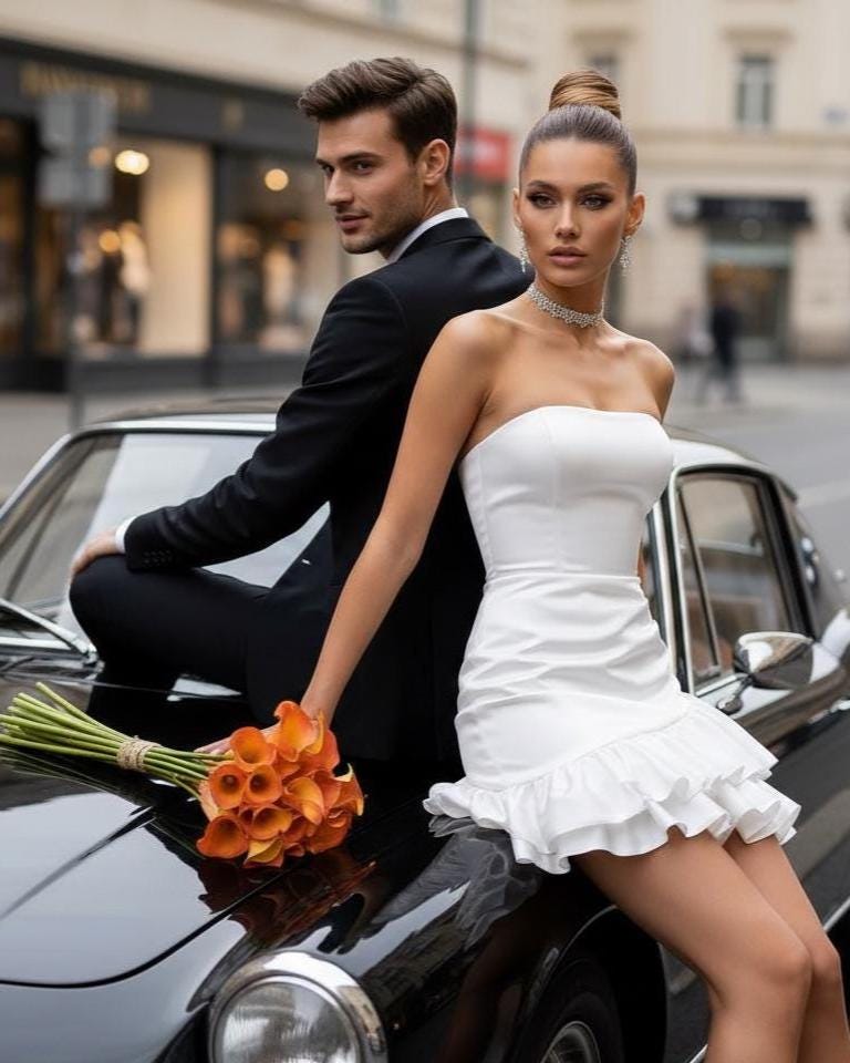 Short Satin Flare Wedding Dress - Etsy
