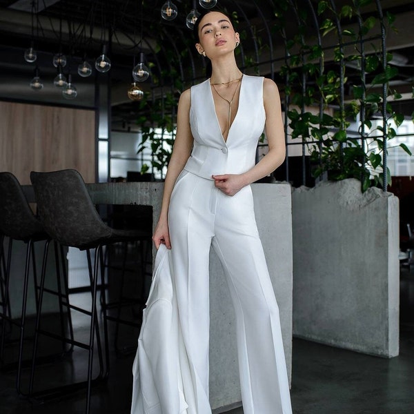 Bridal suit three piece,courthouse wedding suit, city hall wedding, alternative wedding dress, bridal separates