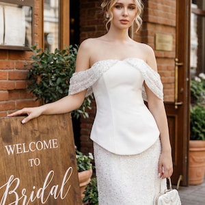 Wedding dress simple Alternative Sequin Two Piece Set for Reception Party